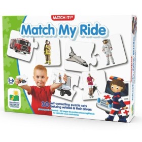 Puzzle Educativ de potrivire Conducatorul cu vehiculul cu 30 perechi de piese auto-corectante 3-6 ani